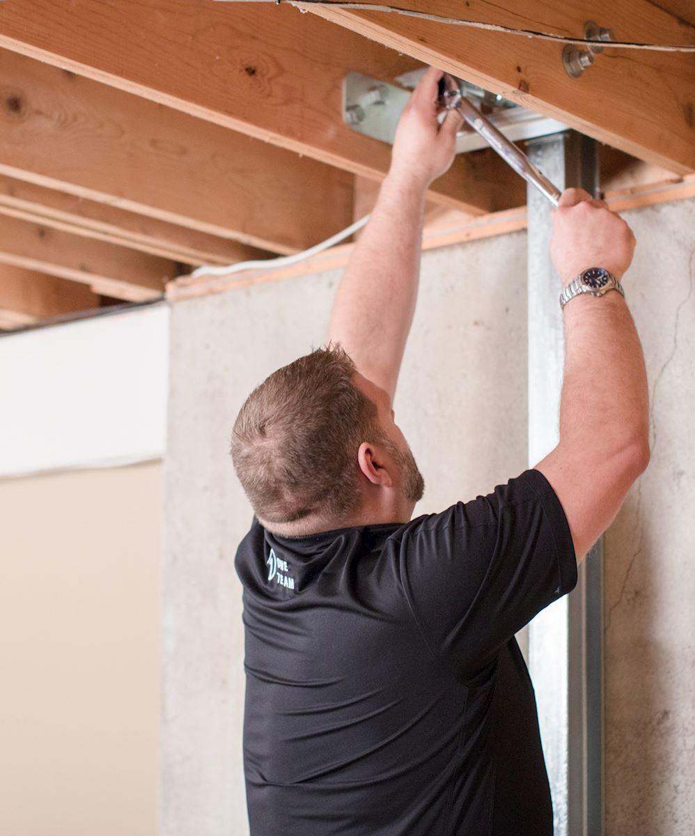 Power brace wall support being installed