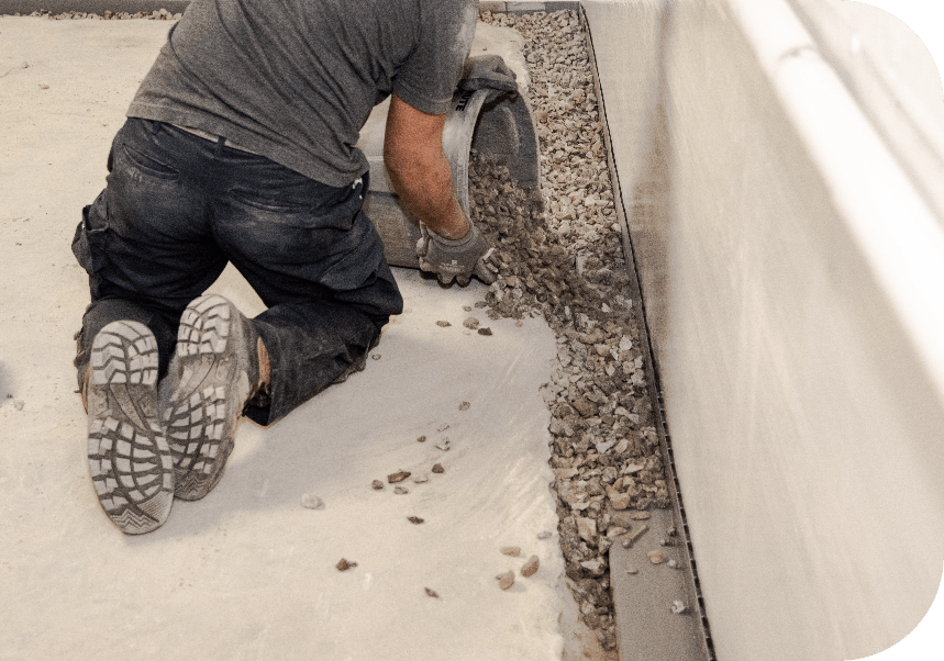 Contractor working on foundation repair