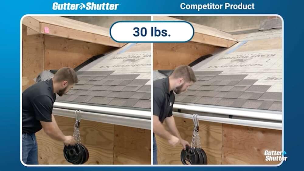 Gutter Shutter weight test vs competitors