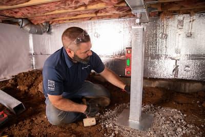 Crawl space jacks installed