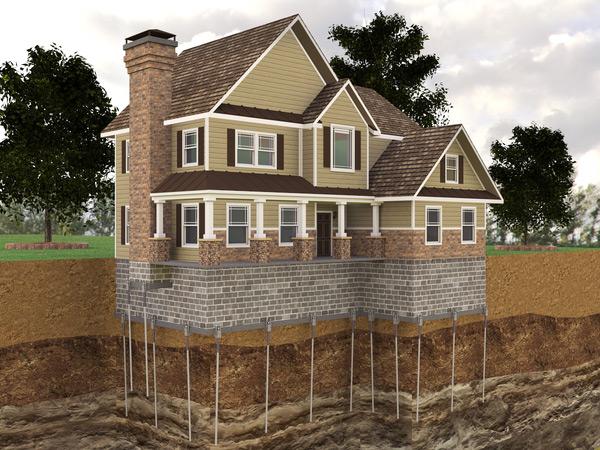 Foundation piers after installation
