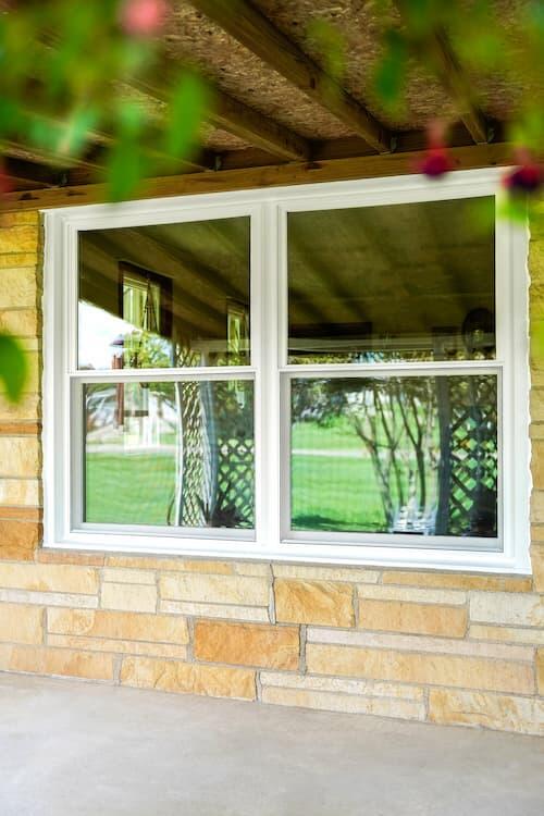 White Endure double hung mulled window unit