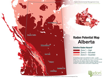 radon gas map Alberta