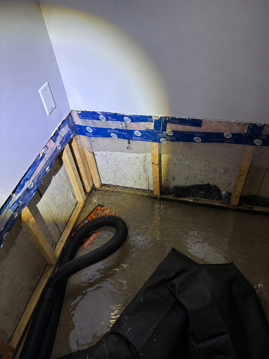 Flooded basement corner