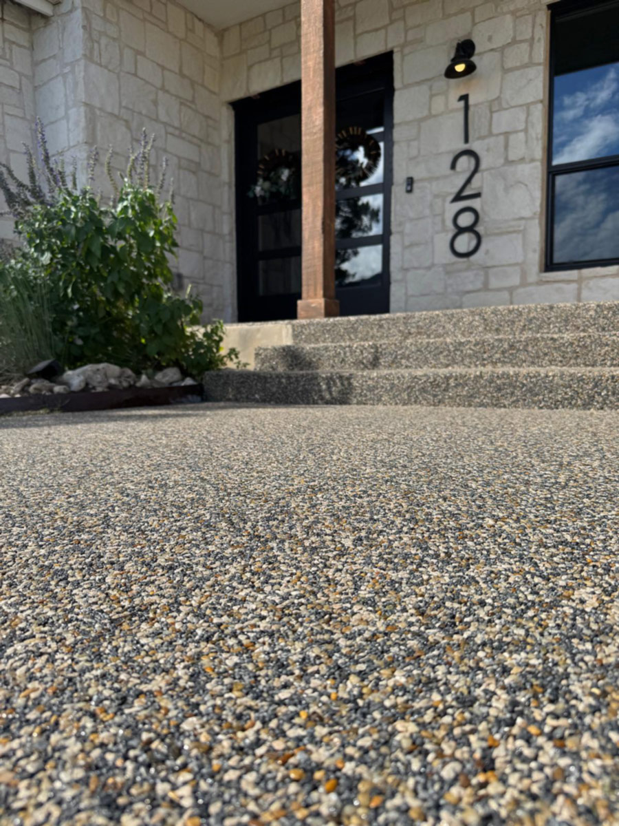 Vuba Stone resin bound surface in the Big Sur color blend