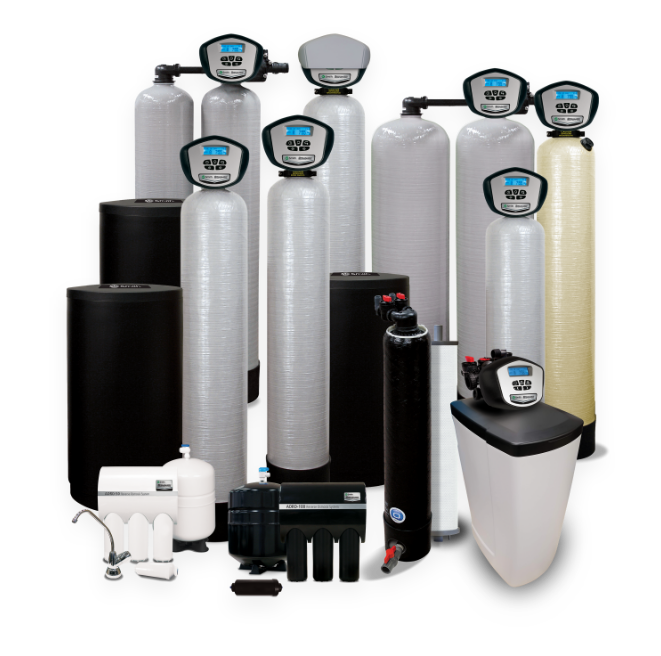 A selection of residential water treatment systems