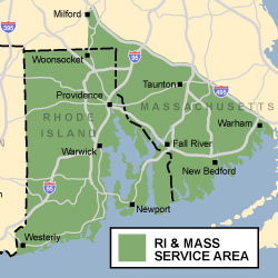 Service area of Rhode Island Home Improvement Inc.