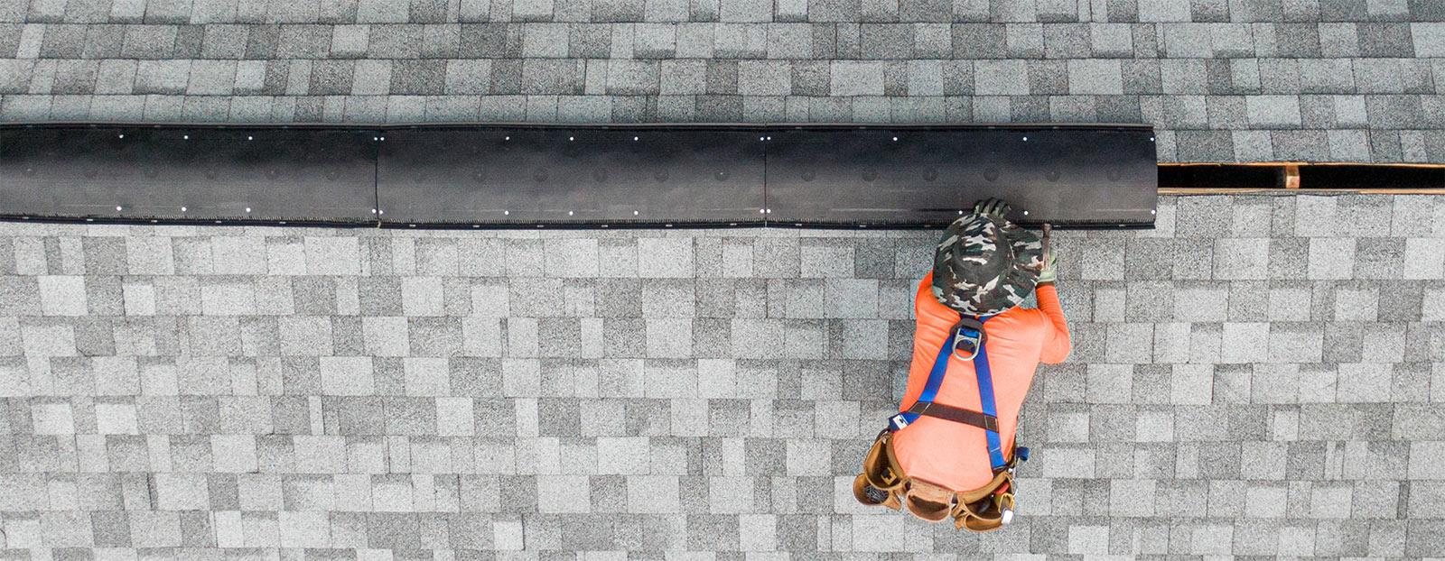 A roof being repaired