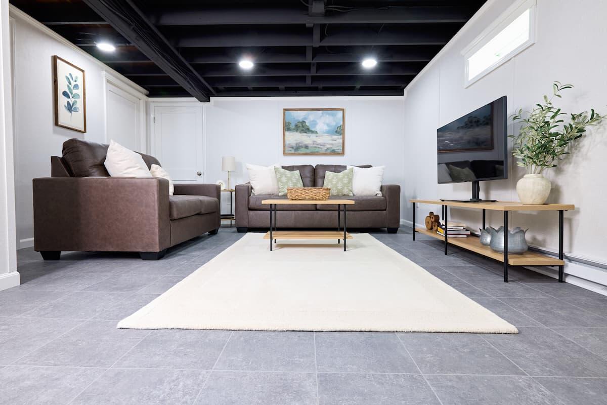 Concord, VT, NY and NH basement with ThermalDry tile flooring