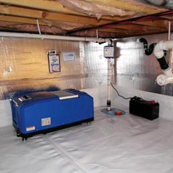 a crawl space vapor barrier and insulation system installed in a home in Sylva