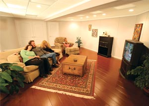 A finished basement family room