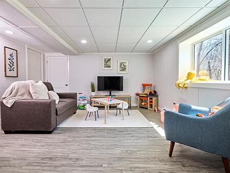 Living kids space in a finished basement