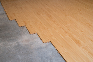 Faux-wood plank flooring