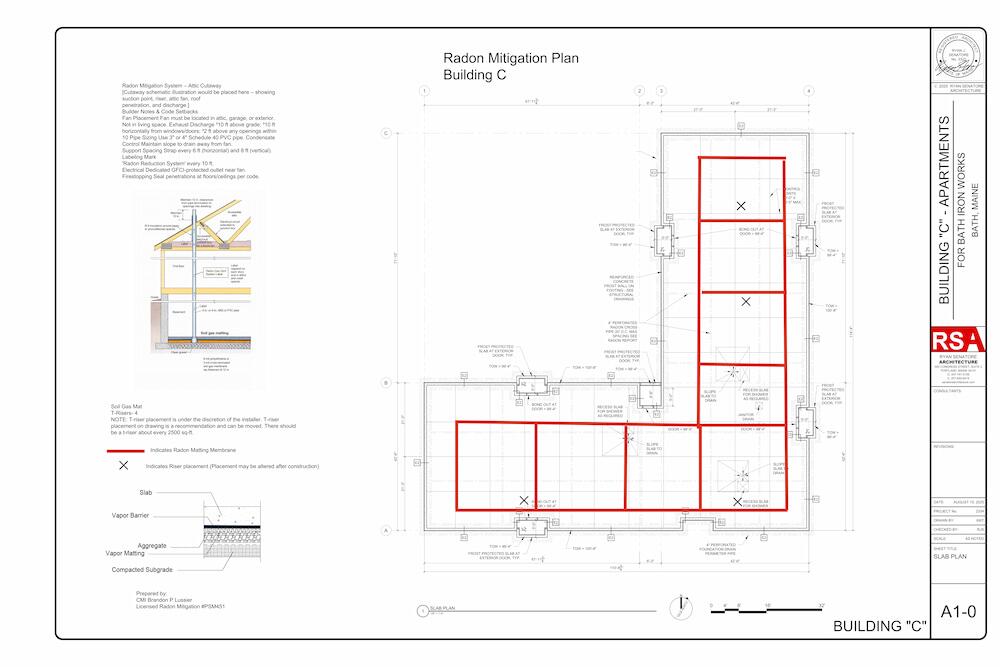 Blueprint View of Radon Mitigation Plan