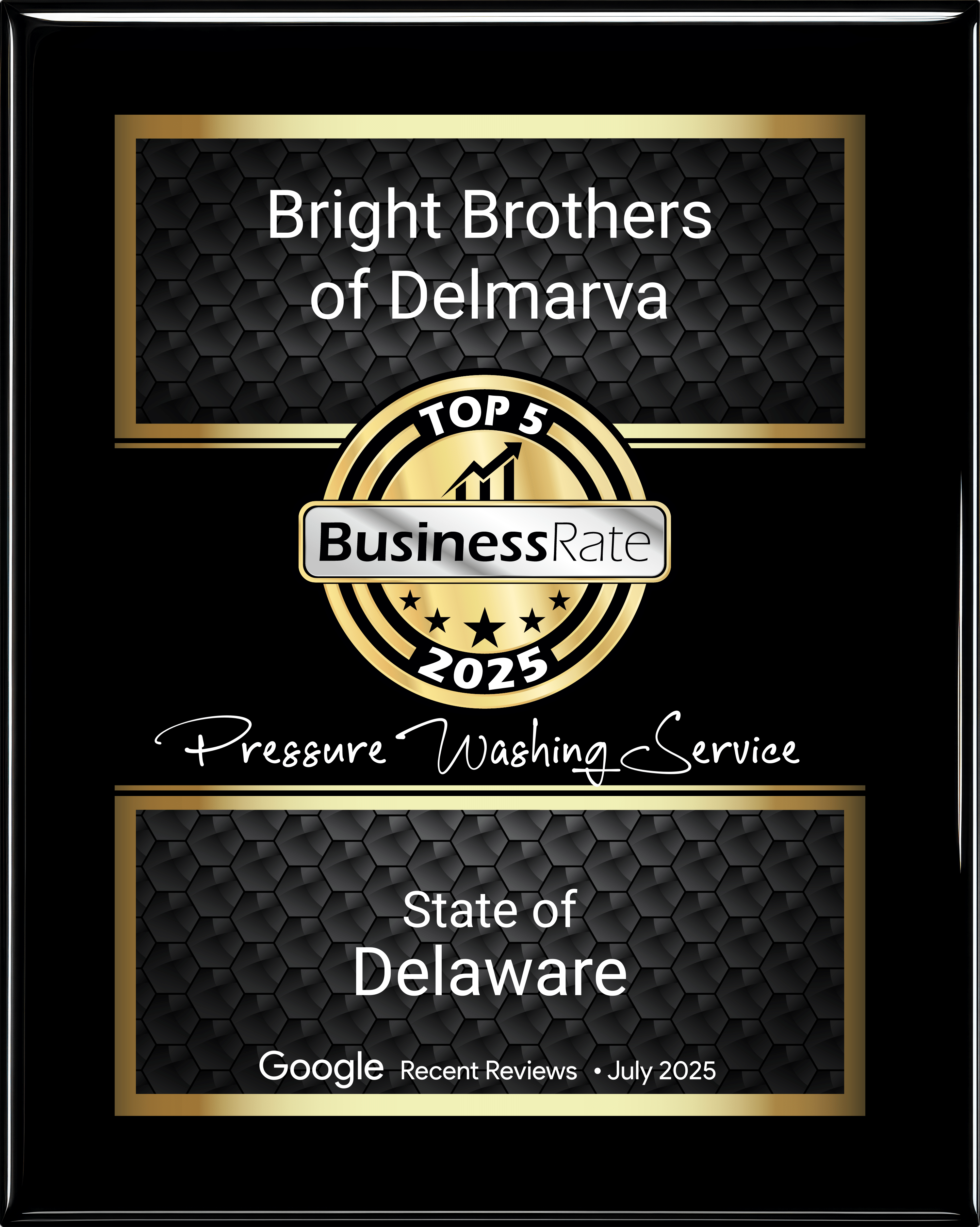 Top 5 Business Rate 2025 - Pressure Washing Service - State of Delaware