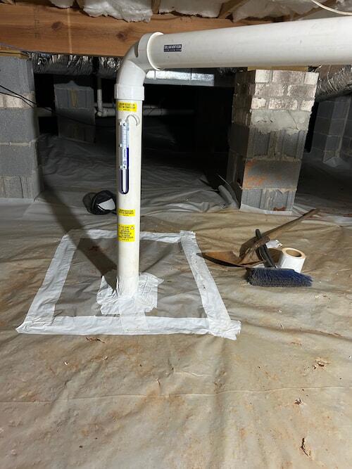 The RadonWell system installed in an attic