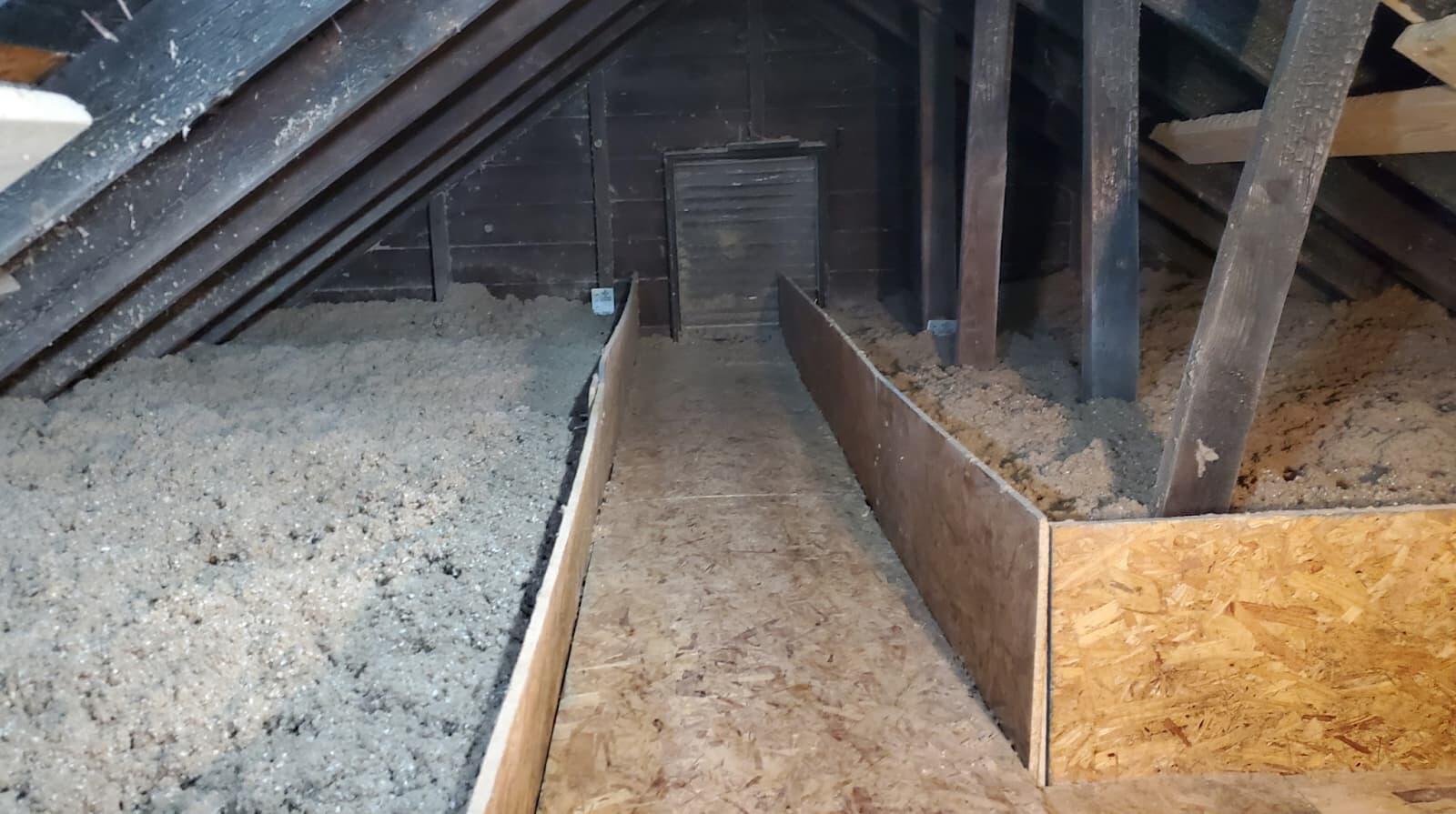 Attic with Insulation Installed