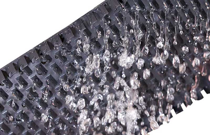 Underside of SlowFlo has water channels that create turbulence in the water adhesion, slowing the flow