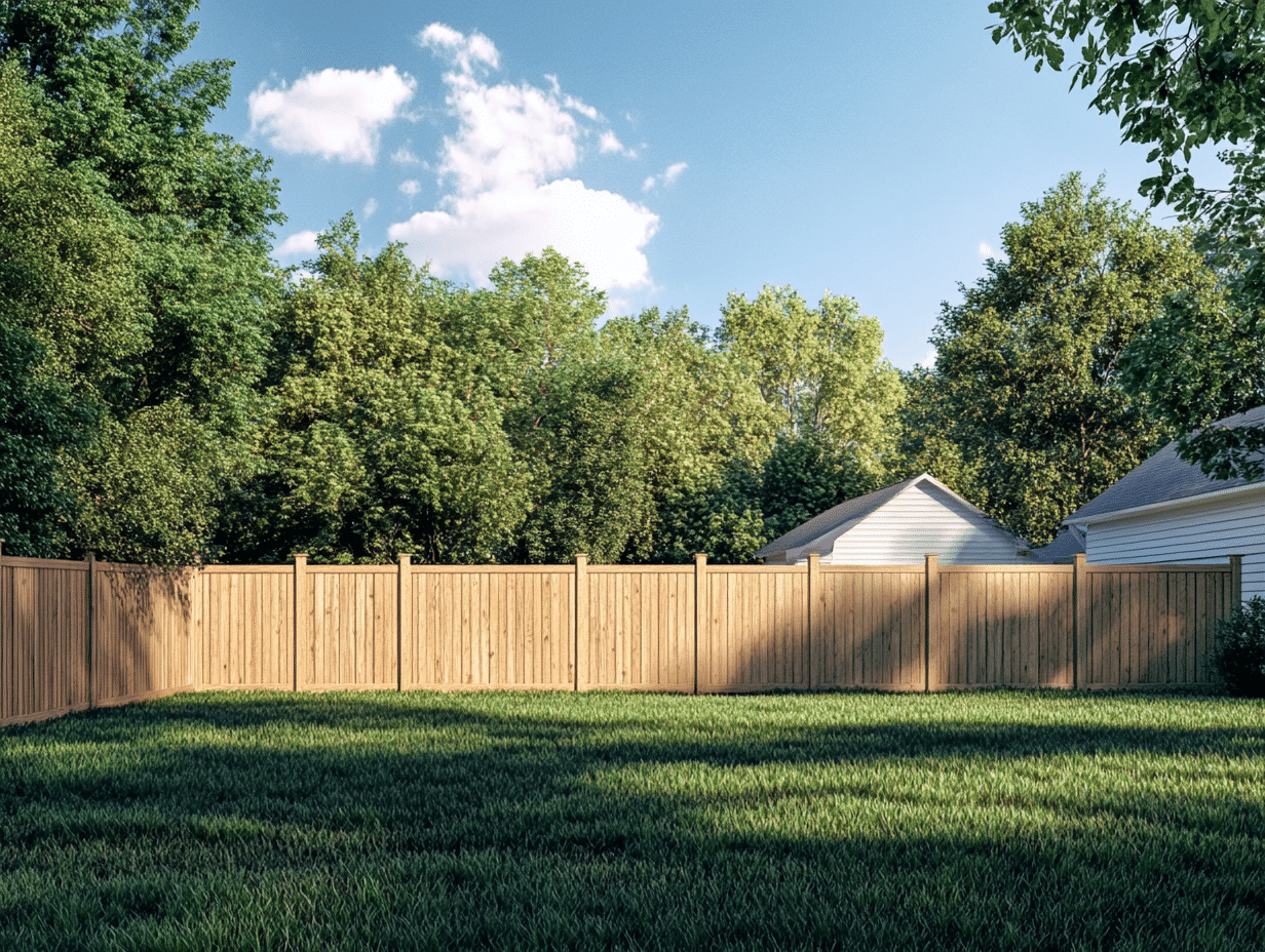 Backyard with wooden privacy fence