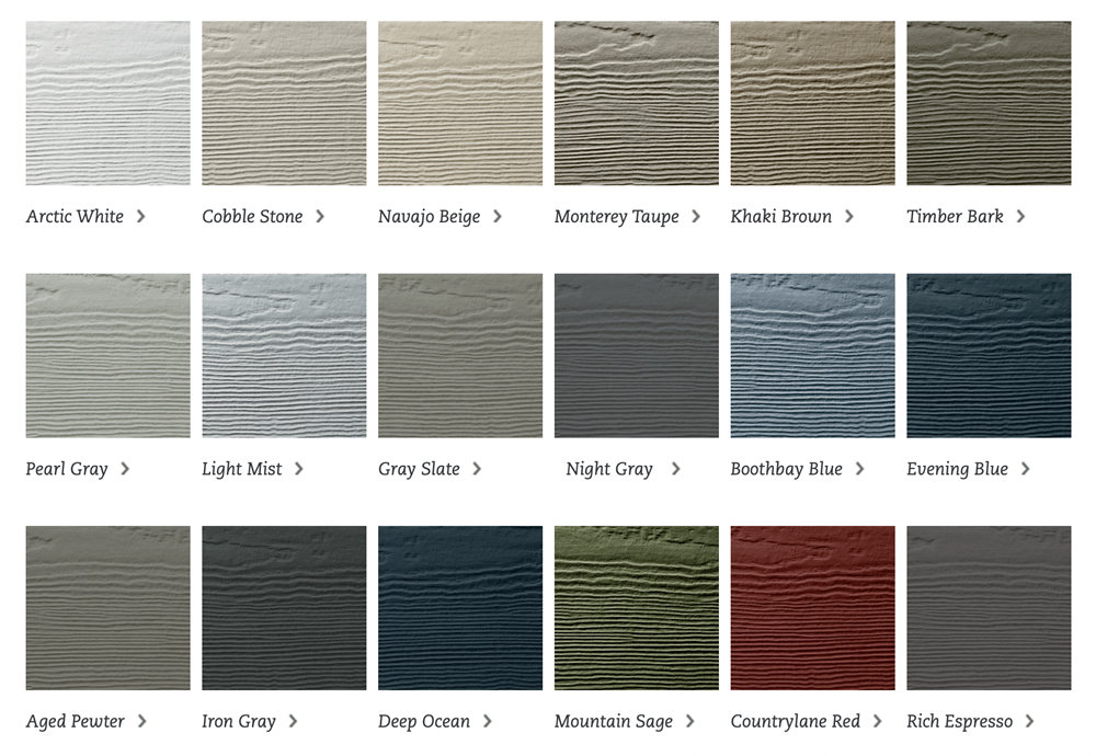 James Hardie Siding Color Options