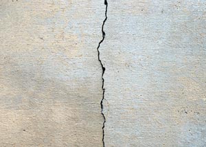 A crack along a concrete wall