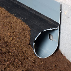 a perimeter drainage pipe system designed for crawl space floors