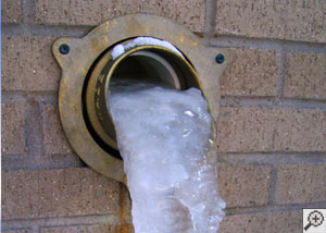 A frozen water discharge line.