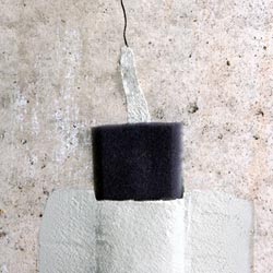 a sealed crack in a concrete foundation wall