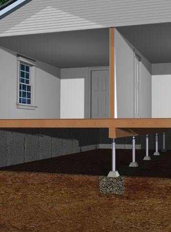 Animation of crawl space jack posts in Morriston, ON