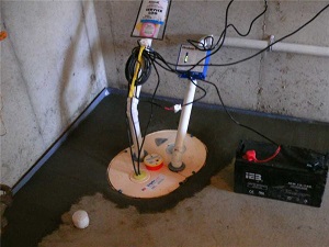 Basement waterproofing with a sump pump