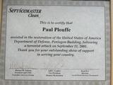 Recognition for Restoring U.S. Dept. of Defense After 9/11