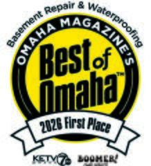 Best of Omaha 2026 - First Place Basement Repair & Waterproofing Best of Omaha 2026 - First Place Basement Repair & Waterproofing