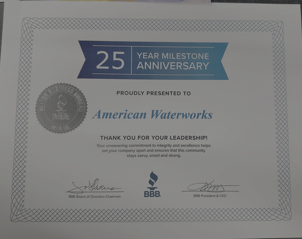 25 Year Milestone with the Better Business Bureau