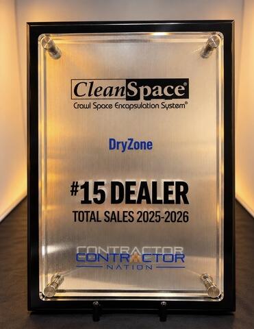 DryZone Contractor Nation #15 Dealer Clean Space 2025-2026 Award