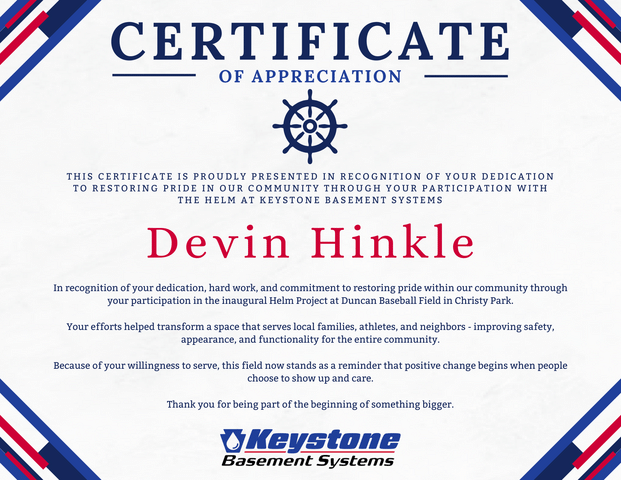 Certificate of Appreciation