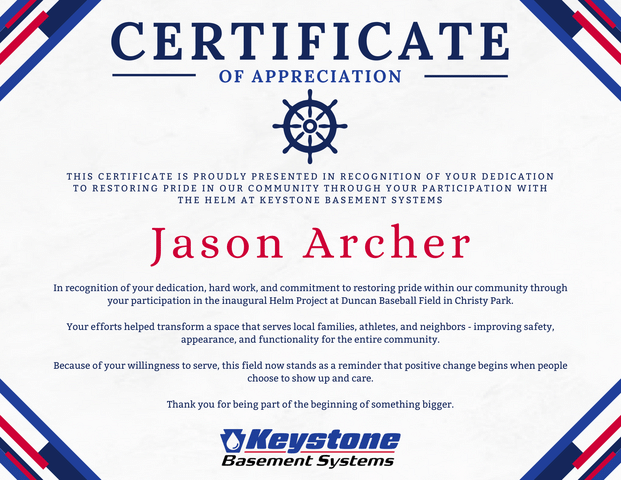 Certificate of Appreciation