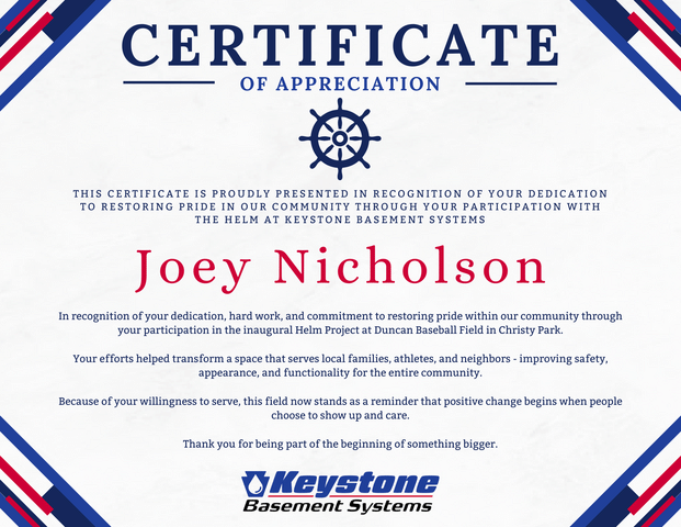 Certificate of Appreciation