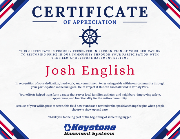 Certificate of Appreciation