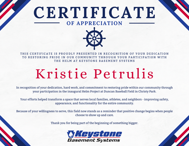 Certificate of Appreciation