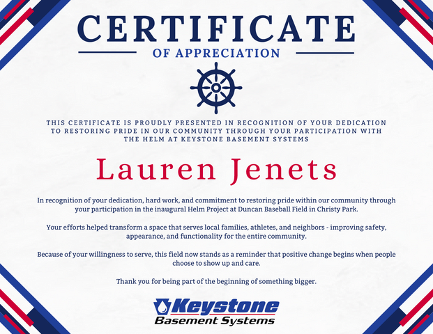 Certificate of Appreciation