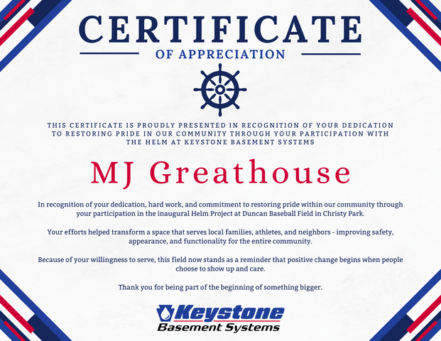 Certificate of Appreciation