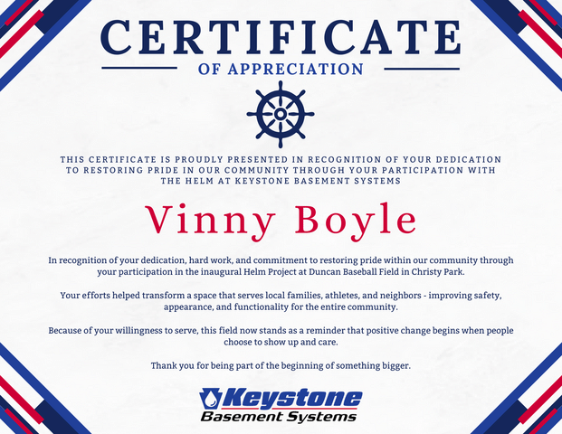 Certificate of Appreciation