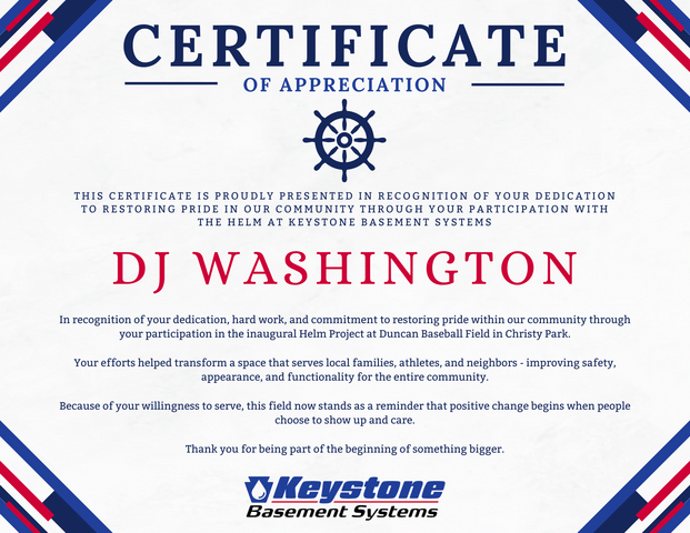 Certificate of Appreciation