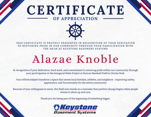 Certificate of Appreciation