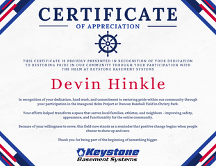 Certificate of Appreciation