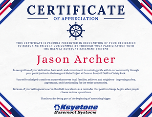 Certificate of Appreciation
