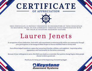 Certificate of Appreciation
