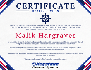 Certificate of Appreciation