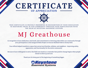 Certificate of Appreciation
