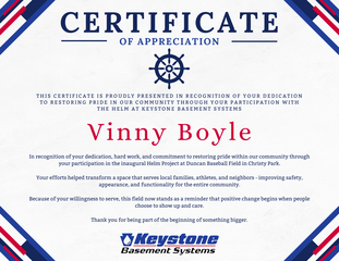 Certificate of Appreciation